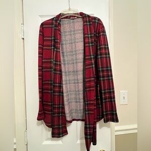 Chic Plaid Open Front Cardigan